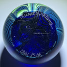 Orient & Flume 1981 Iridescent Torchwork Surface Decorated Flower on Blue Field