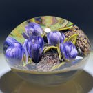 Clinton Smith 2021 Flamework Purple Crocuses With Granite Stones Glass Art Paperweight