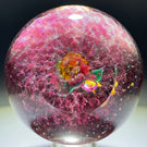 Signed Harold Hacker Lampwork Pantin Inspired Bird in The Nest on Mottled Pink