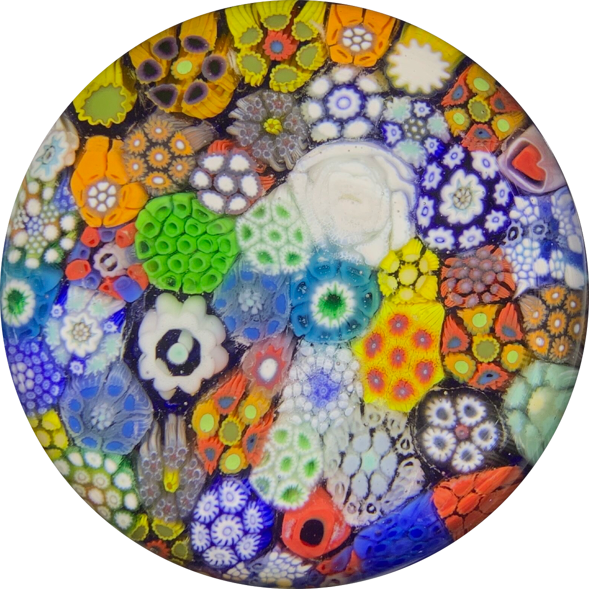 Matt Fimiano 2019 Concentric Complex Millefiori Gradient Rainbow on Blue