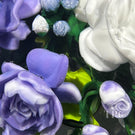 Rick Ayotte 2002 Glass Art Paperweight Flamework Purple & White Rose Bouquet