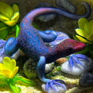 Ken Rosenfeld 2021 Flamework Glass Art Paperweight African Agama Lizard with Yellow Ground Flowers