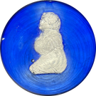 Antique European Sulphide Praying Figure on Opaque Blue Ground