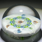 Vintage William Manson Scotia Era Art Paperweight Patterned Complex Millefiori on Upset White Muslin Lace