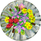 Ken Rosenfeld 2019 Flamework Glass Art Paperweight Flower and Berry Bouquet with Star-cut Base