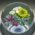 Ken Rosenfeld 2021 Glass Art Paperweight Flamework Flower Bouquet with White Clichy Style Roses