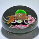 Early Ken Rosenfeld 1983 Flamework Sushi on Clear Ground Glass Art Paperweight