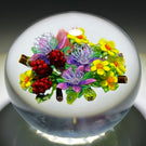 Ken Rosenfeld 2019 Flamework Glass Art Paperweight Flower and Berry Bouquet with Star-cut Base