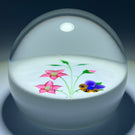 LE Caithness Whitefriars 1985 Flamework Pansy Bouquet on Opaque White Ground