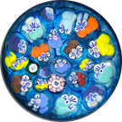 Miniature John Deacons Colorful Pansy Closepack on Transparent Blue Ground