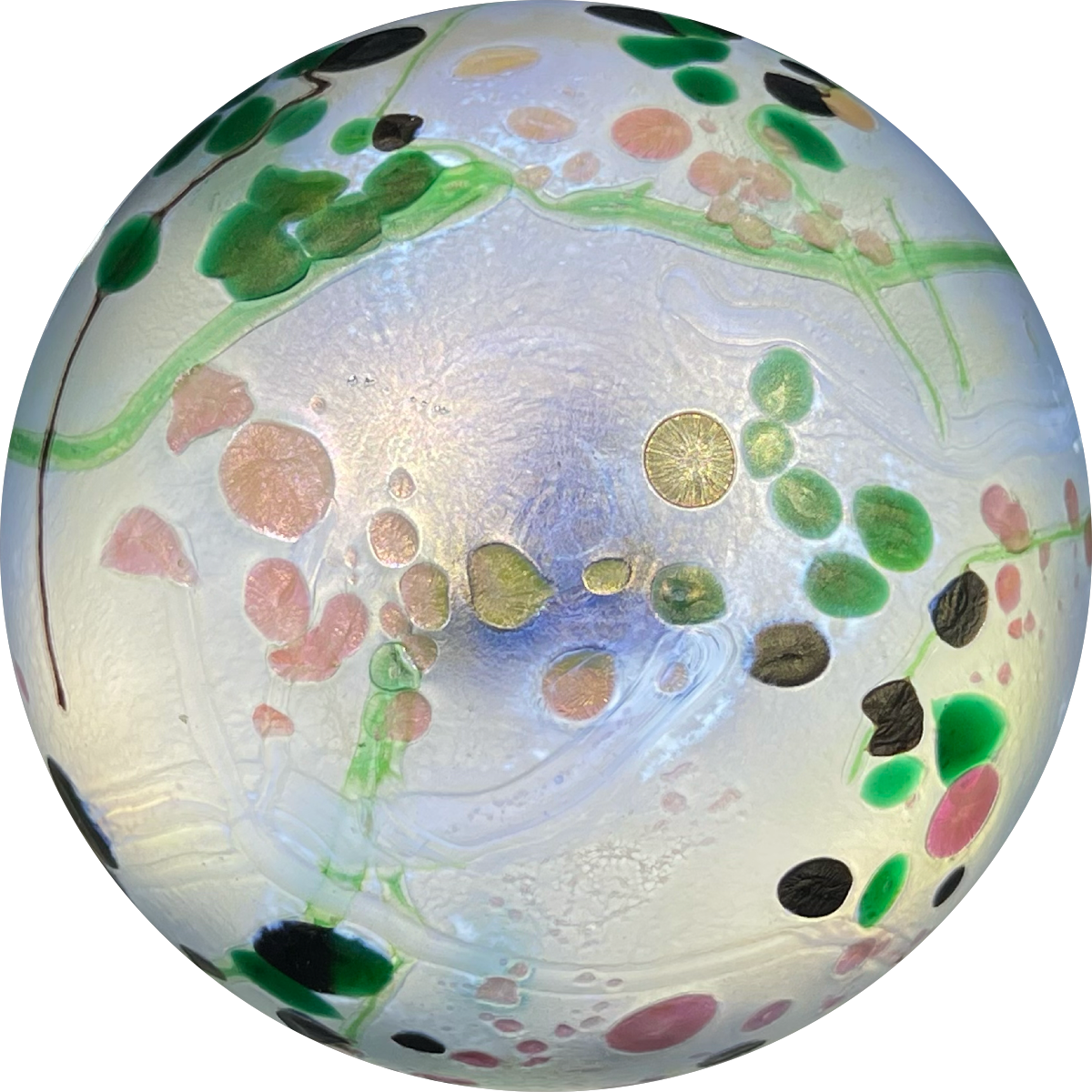 Isle of Wight Iridescent Abstract Surface Decorated Glass Art Paperweight