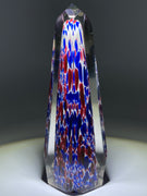 Antique European Faceted Obelisque Style Mantle Ornament with Red & Blue Frit on White Ground