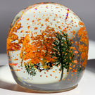 Signed Alison Ruzsa Windy Falling Leaves Autumn Scene Art Glass Paperweight