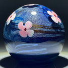 Signed Vandermark 1980 Torchwork Decorated Cherry Blossoms on Iridescent Blue