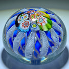 Early to Mid 20th Century Murano Millefiori Crown Paperweight with Blue Ribbon Twists