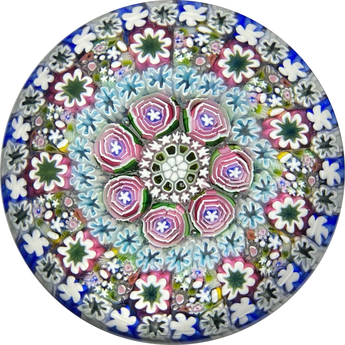 Damon MacNaught 2019 Close Concentric Millefiori with Rose Canes in a Basket of Staves