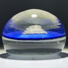 Antique European Sulphide Praying Figure on Opaque Blue Ground
