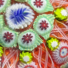 Vintage Strathearn Glass Art Paperweight with Radial Millefiori & Filigree Design on Red