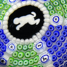 Baccarat Crystal 1976 LE Singe Blanc Gridel White Monkey Murrine With Paneled Concentric Millefiori and 17 Silhouette Canes