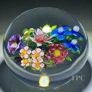 Ken Rosenfeld 2022 Glass Art Paperweight Flamework Flower Bouquet with Star-cut Base