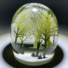 Large Alison Ruzsa 2021 Central Park in Early Winter Encapsulated Hand-painted Enamels Glass Art Sculpture