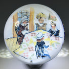 Vintage American Thomas Mosser Art Glass Paperweight Encased American Quilters Plaque