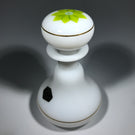 Saint Louis Art Glass Paperweight Milk Glass Bottle w/ Chartreuse Flower Millefiori Stopper