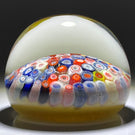 Vintage Strathearn Glass Art Paperweight Colorful Closepack Millefiori on Yellow Ground