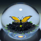 Richard Loesel Flamework Black Dahlia with Hovering Monarch Butterfly One-of-a-Kind Custom Made