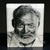 Trevor Beck 2023 Glass Art Paperweight Plaque Detail Monochromatic Frit Portrait of Ernest Hemingway
