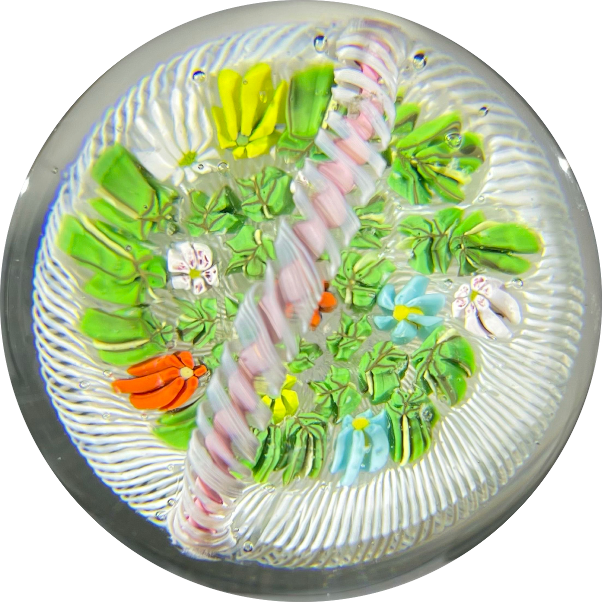 Vintage Murano Basket of Millefiori Flowers and leaf Murrine