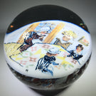 Vintage American Thomas Mosser Art Glass Paperweight Encased American Quilters Plaque