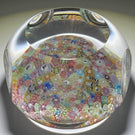 Faceted Vintage Baccarat Closepack Millefiori Glass Art Paperweight with Zodiac Silhouette Canes