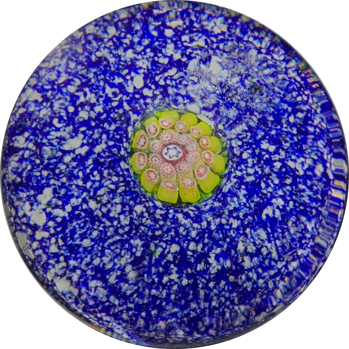 Antique Saint-Louis Complex Pistachio Millefiori on Blue Jasper Ground