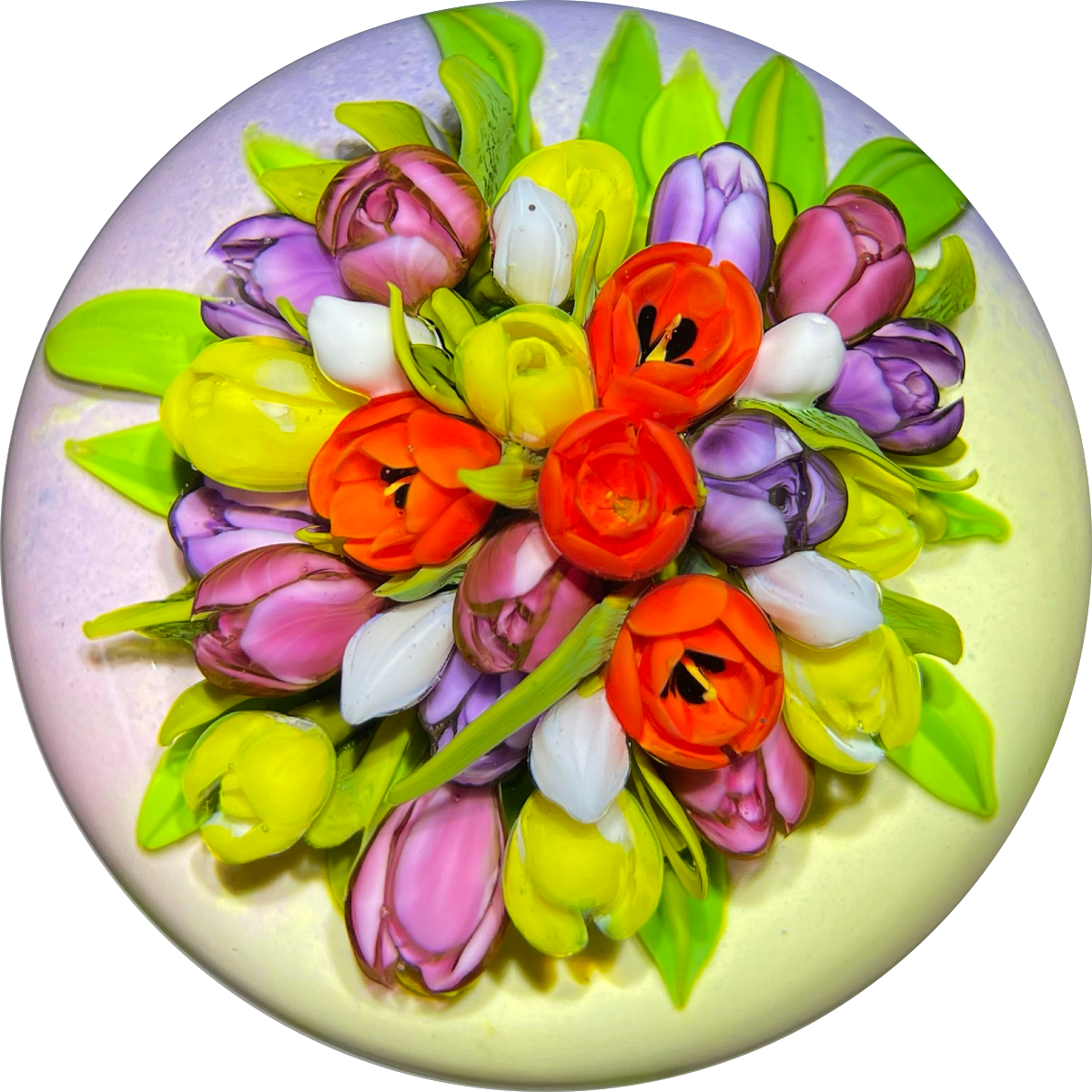 Cathy Richardson 2021 Flamework "Joy of Spring: Tulip Bouquet" on Opaque Ground 1 of 1