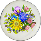 Ken Rosenfeld 2021 Glass Art Paperweight Flamework Flower Bouquet with Pink Clichy Style Roses