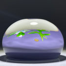 Perthshire Paperweights 1974B LE Flamework Flowers and Buds on Opaque Lavender Ground