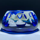 Cristal d’Albret 1972 John James Audubon Sulphide on Star Cut Transparent Blue Ground Glass Paperweight