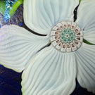 Orient & Flume 1982 Iridescent Torchwork Surface Decorated Flowers on Blue Field