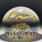 Bohemian Glass Art Paperweight Hovering Butterfly with Composite Millefiori Wings