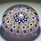 Damon MacNaught 2023 Glass Art Paperweight Complex Concentric Millefiori with Pink & Green Dogwoods Blossoms and Staves