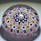Damon MacNaught 2023 Glass Art Paperweight Complex Concentric Millefiori with Pink & Green Dogwoods Blossoms and Staves