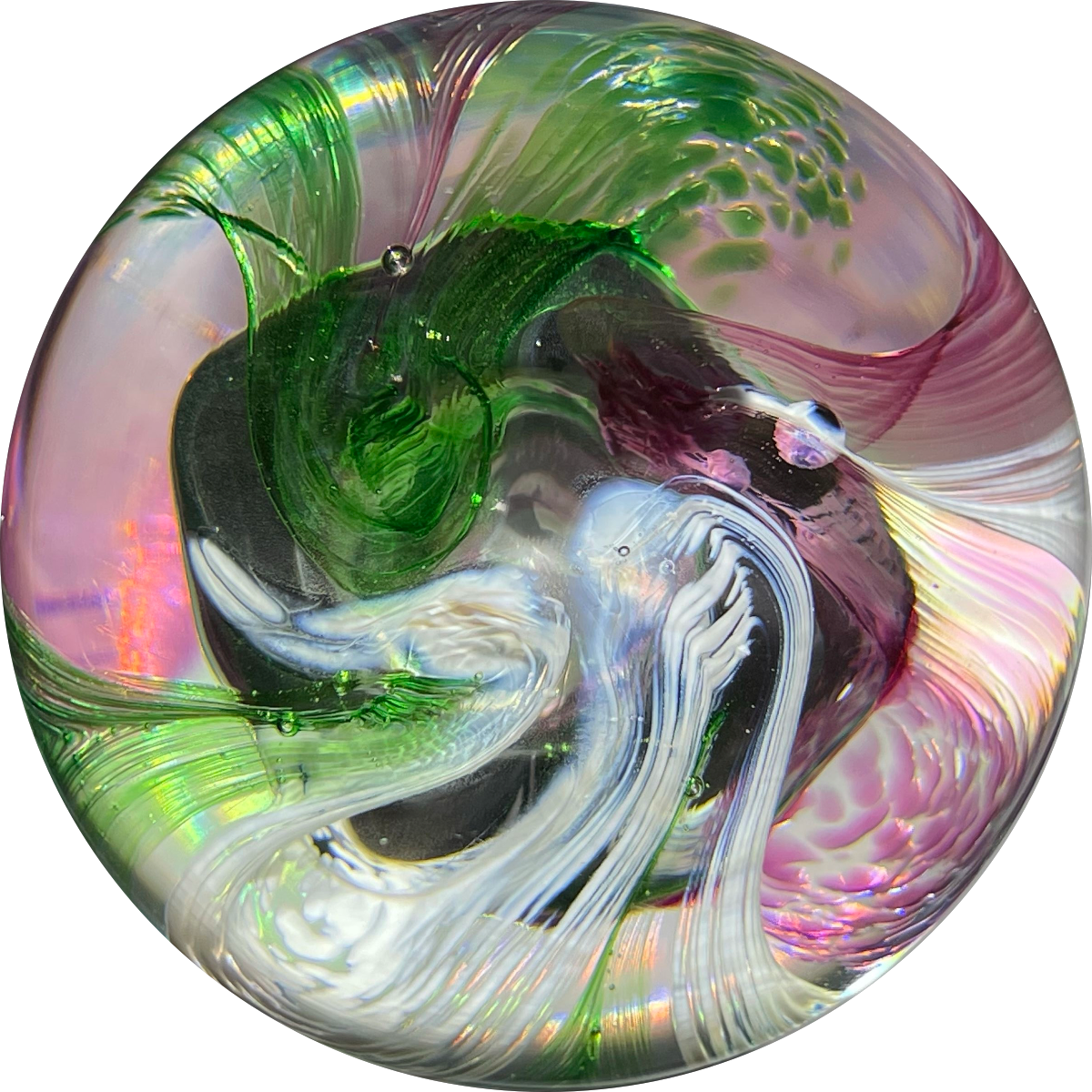 Caithness "Extravaganza" Abstract Modern Design with Pink, Green & White Swirls