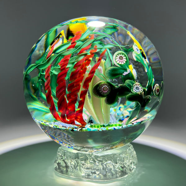 Steven Lundberg 1996 Huge Multilayered Torchwork Coral Reef Orb Glass