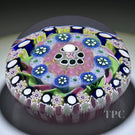 Damon MacNaught 2022 Glass Art Paperweight Complex Concentric Millefiori with Pink & Green Torsade