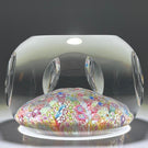 Faceted Vintage Baccarat Closepack Millefiori Glass Art Paperweight with Zodiac Silhouette Canes
