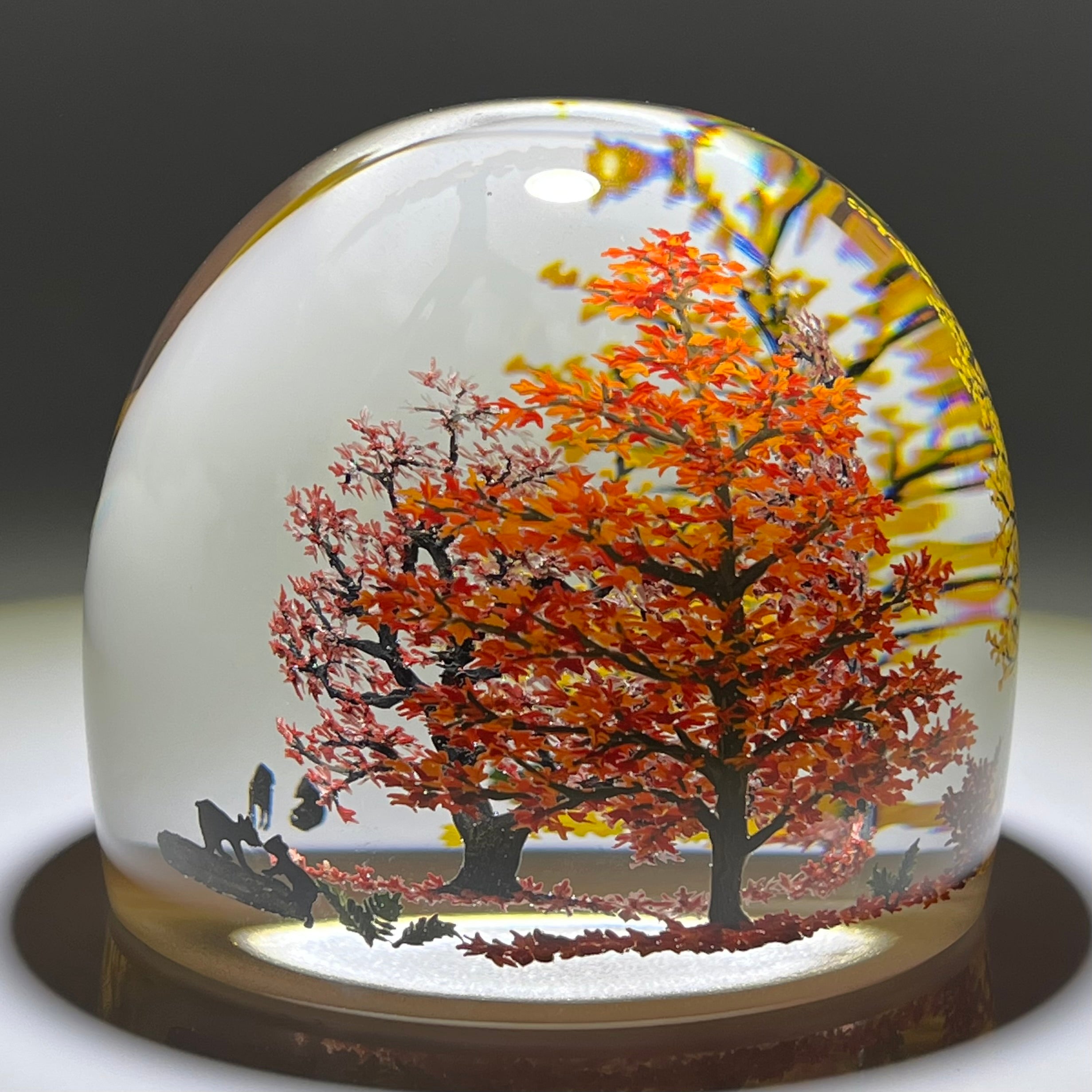 Alison Ruzsa 2021 Autumn Bears Encapsulated Hand-painted Enamels Glass