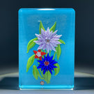 Mickael Hingant 2020 Flamework Tropical Flower Bouquet On Teal Plaque Cold-Work by Jim Poore