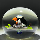 Ken Rosenfeld 2021 Flamework Puffin Seabird on Shoreline Rocks