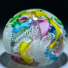 Vintage Murano Art Glass Paperweight Scramble With Colorful Ribbon Twists and Latticino